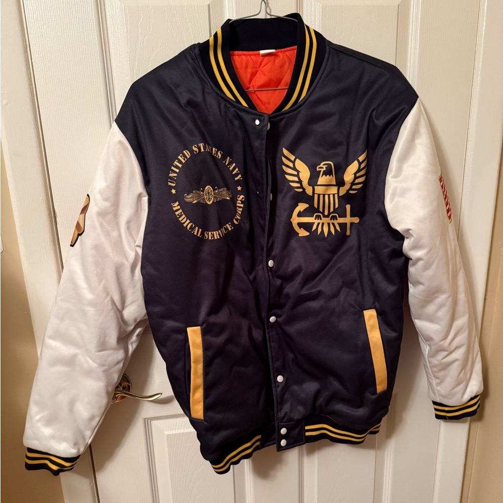 Once A Sailor Always A Sailor US Navy Visit Baseball Jacket Size XL Men's Navy